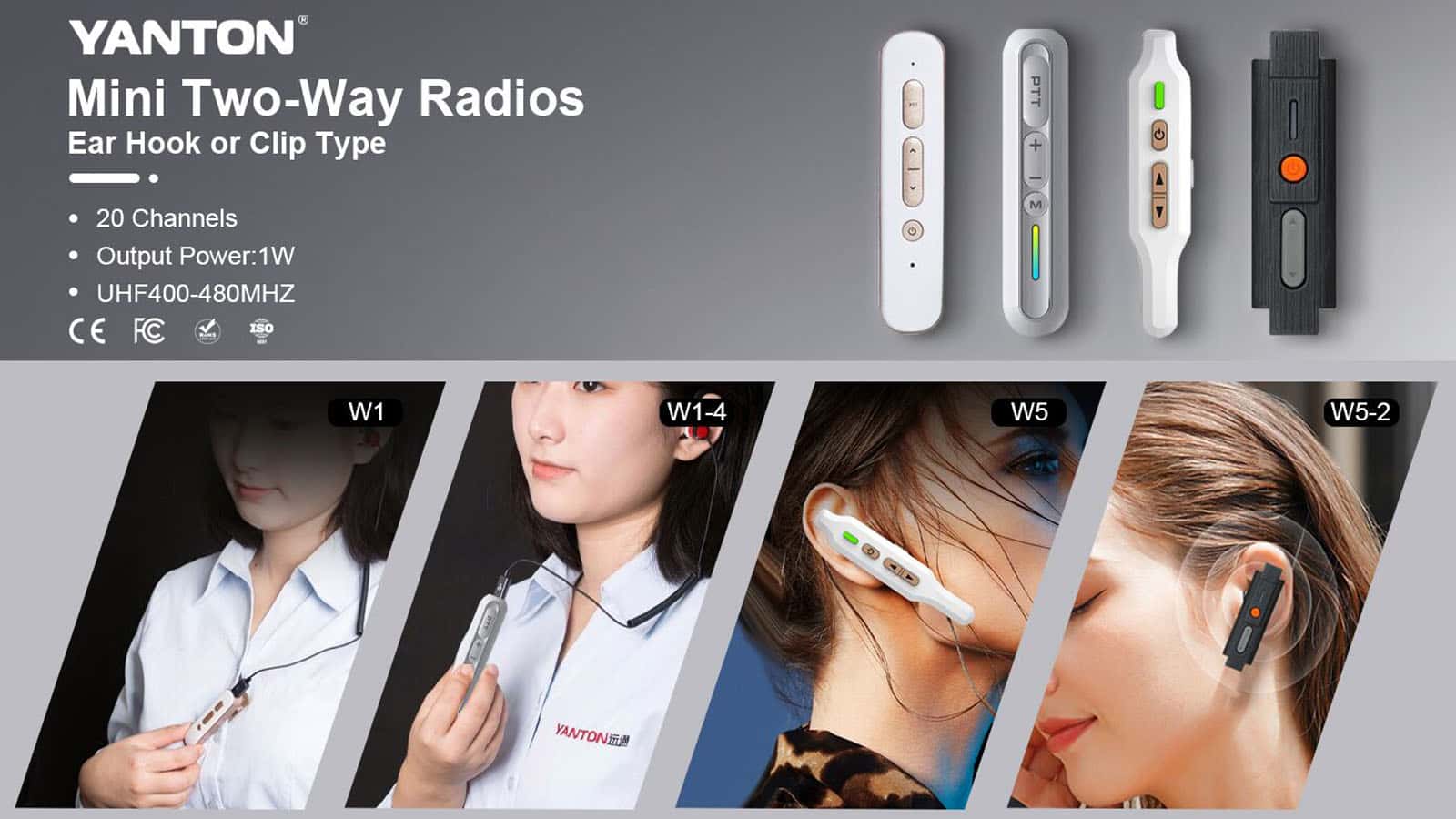 Mini rádio walkie talkie com clipe de cinto/gancho de orelha, ultrafino, bidirecional